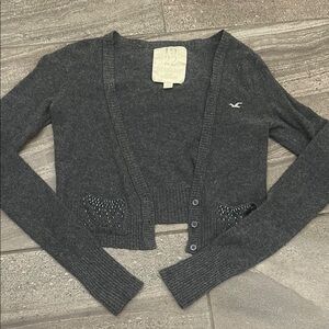 Hollister Gray Cardigan Sweater Soft Knit